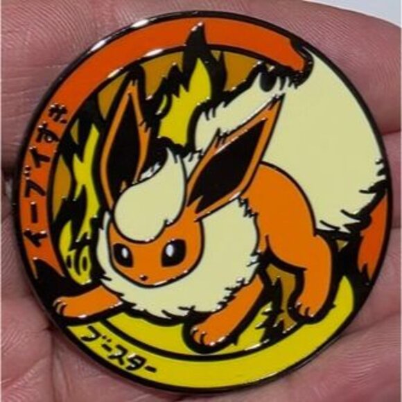 Pokemon Flareon Enamel Pin Fire Type Eevee Evolution Collectible Kawaii Badge - Picture 2 of 3